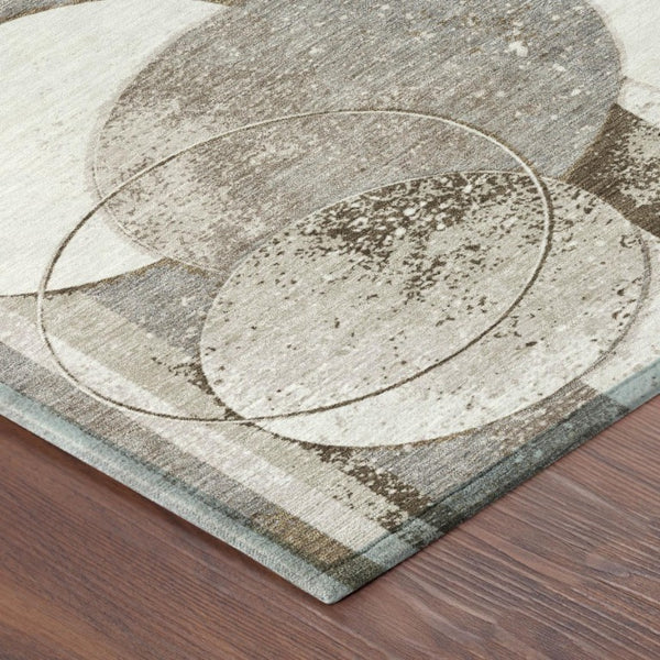 8 X 10 Tan Brown Geometric Polyester Area Rug Stain Resistant Indoor Outdoor Use