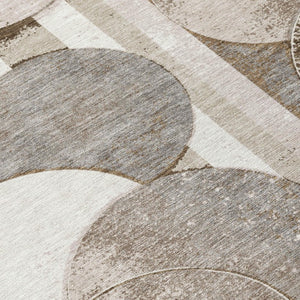 9 X 12 Tan Brown Geometric Polyester Area Rug Stain Resistant Indoor Outdoor
