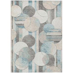HomeRoots 9x12 Teal Silver Geometric Polyester Area Rug Stain Resistant Indoor Outdoor Use 741157