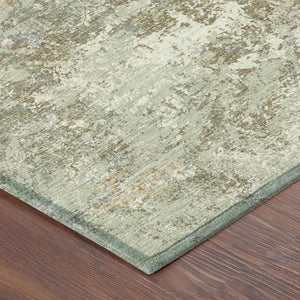 5 X 8 Abstract Green Beige Polyester Area Rug Washable for Patio or Living Room