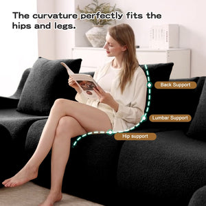 English Elm U-Shaped Plush Teddy Fabric Boneless Sofa - No Assembly, Ergonomic Design, Perfect For Living Rooms! W714S01460-GIGA