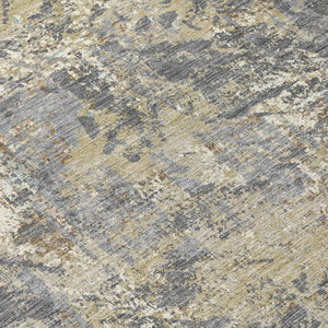 9 X 12 Gray Khaki Abstract Polyester Area Rug Washable for Indoor Outdoor Use