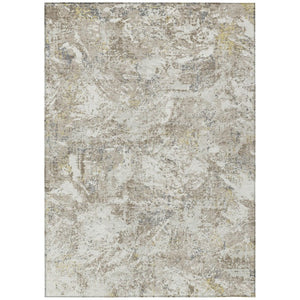 HomeRoots 5 X 8 Ivory Silver Abstract Polyester Area Rug Washable for Indoor Outdoor Use 741172