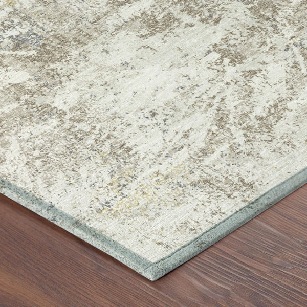 9x12 Abstract Ivory Silver Polyester Area Rug Stain Resistant for Patio or Living Room