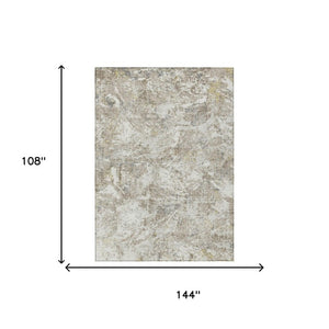 9x12 Abstract Ivory Silver Polyester Area Rug Stain Resistant for Patio or Living Room