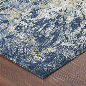 9 X 12 Navy Abstract Polyester Area Rug Washable for Indoor Outdoor Patios