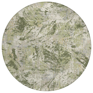 HomeRoots 8 Foot Round Abstract Polyester Area Rug Washable Indoor Outdoor Patio Use 741185