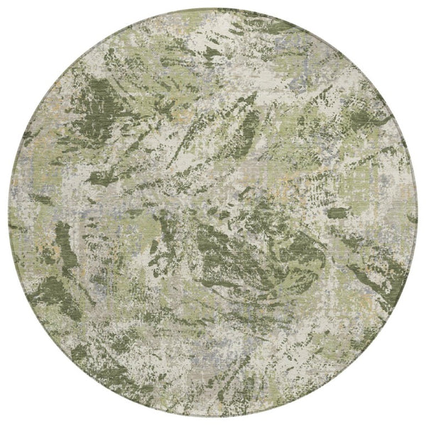 HomeRoots 8 Foot Round Abstract Polyester Area Rug Washable Indoor Outdoor Patio Use 741185