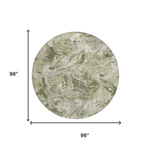 8 Foot Round Abstract Polyester Area Rug Washable Indoor Outdoor Patio Use