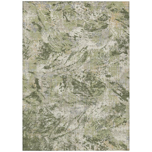 HomeRoots 8 X 10 Olive Abstract Polyester Area Rug Stain Resistant for Indoor Outdoor Use 741186