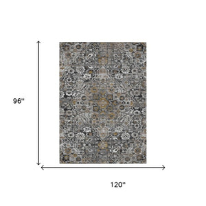 8x10 Floral Medallion Polyester Area Rug Washable Stain Resistant Indoor Outdoor Decor