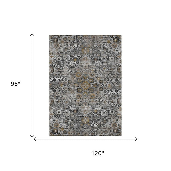 8x10 Floral Medallion Polyester Area Rug Washable Stain Resistant Indoor Outdoor Decor