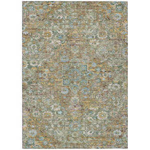 HomeRoots 9x12 Floral Medallion Polyester Area Rug Washable for Indoor Outdoor Patios 741205