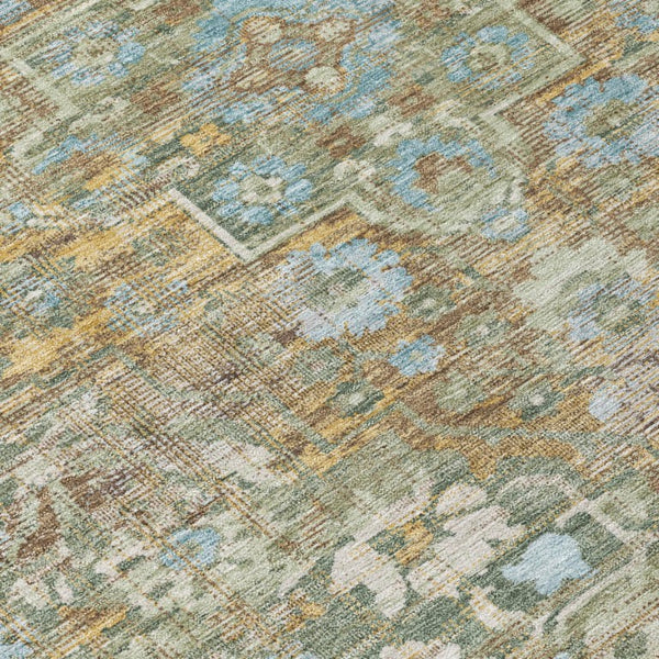9x12 Floral Medallion Polyester Area Rug Washable for Indoor Outdoor Patios