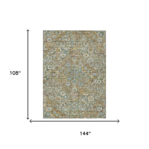 9x12 Floral Medallion Polyester Area Rug Washable for Indoor Outdoor Patios