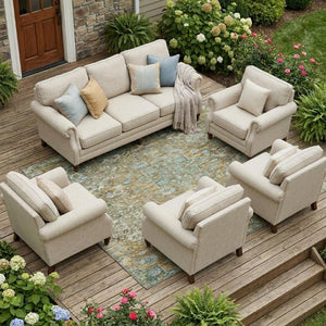 10 X 14 Floral Medallion Polyester Indoor Outdoor Rug Stain Resistant Washable