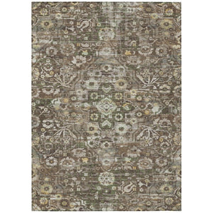 HomeRoots 9 X 12 Floral Medallion Polyester Area Rug Washable Stain Resistant Patio Decor 741211