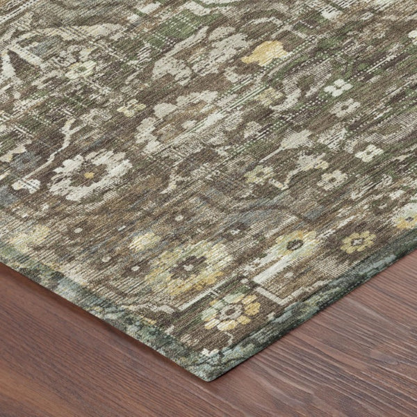 9 X 12 Floral Medallion Polyester Area Rug Washable Stain Resistant Patio Decor