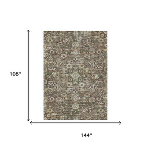 9 X 12 Floral Medallion Polyester Area Rug Washable Stain Resistant Patio Decor