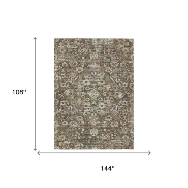 9 X 12 Floral Medallion Polyester Area Rug Washable Stain Resistant Patio Decor