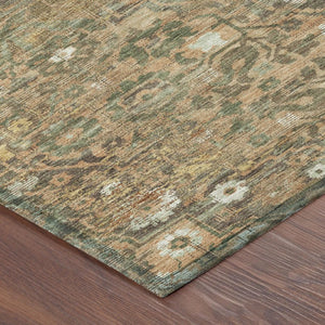 5x8 Copper Orange Floral Medallion Polyester Indoor Outdoor Washable Area Rug