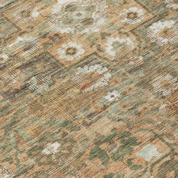 8 X 10 Copper Floral Medallion Polyester Area Rug Washable for Patio or Living Room