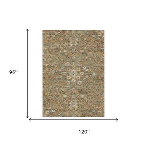 8 X 10 Copper Floral Medallion Polyester Area Rug Washable for Patio or Living Room