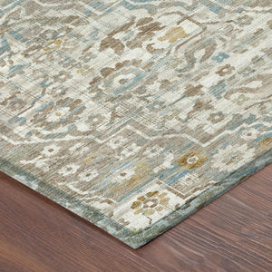 8 Ft Round Floral Medallion Polyester Area Rug for Patio Porch and Family Room