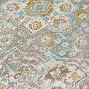 8 Ft Round Floral Medallion Polyester Area Rug for Patio Porch and Family Room