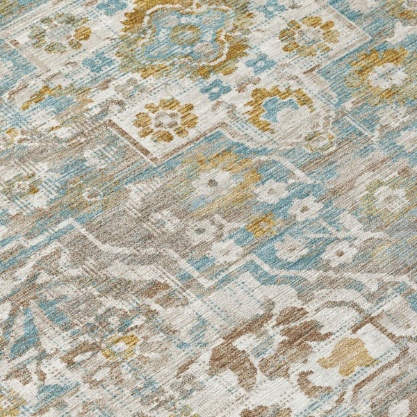 8 Ft Round Floral Medallion Polyester Area Rug for Patio Porch and Family Room