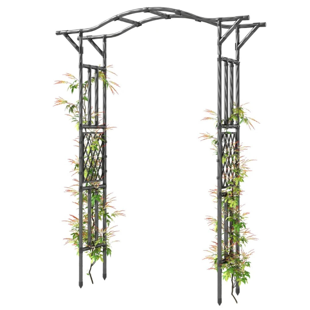 English Elm Outdoor Steel Garden Arch Trellis Matte Black Frame for Climbing Vines and Roses T3971P455885