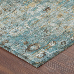 8 Ft Round Medallion Polyester Area Rug Stain Resistant Washable Patio or Family Room