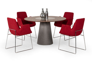 VIG Furniture Altair Red Fabric Dining Chair — Mid‑Century High‑Back Armchair With Chrome Legs, Durable Polyester Upholstery VGOBTY100-F-RED
