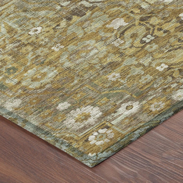 9x12 Floral Medallion Polyester Area Rug Washable Stain Resistant for Patio Living Room