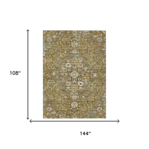 9x12 Floral Medallion Polyester Area Rug Washable Stain Resistant for Patio Living Room