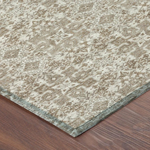 8 Ft Round Damask Polyester Area Rug Washable Stain Resistant Indoor Outdoor Patio