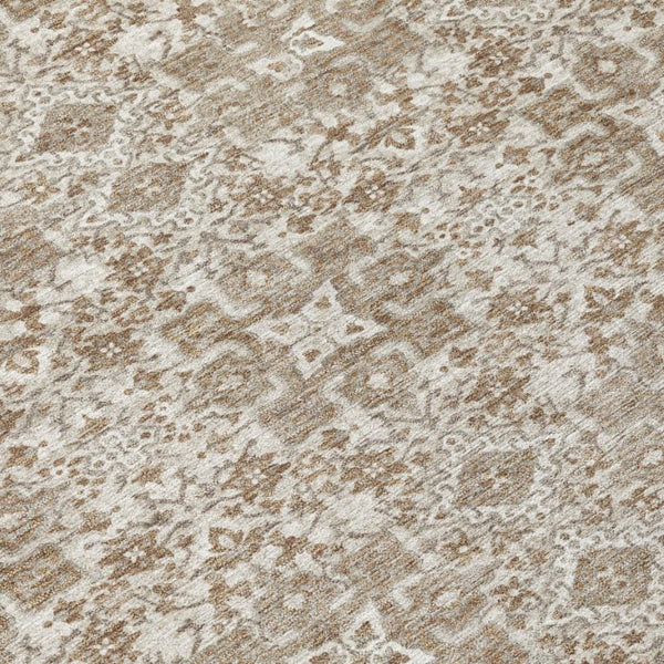 8 Ft Round Damask Polyester Area Rug Washable Stain Resistant Indoor Outdoor Patio