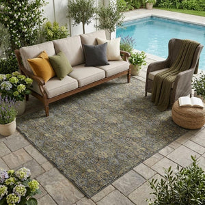 5x8 Damask Polyester Area Rug Washable Stain Resistant Indoor Outdoor Patio