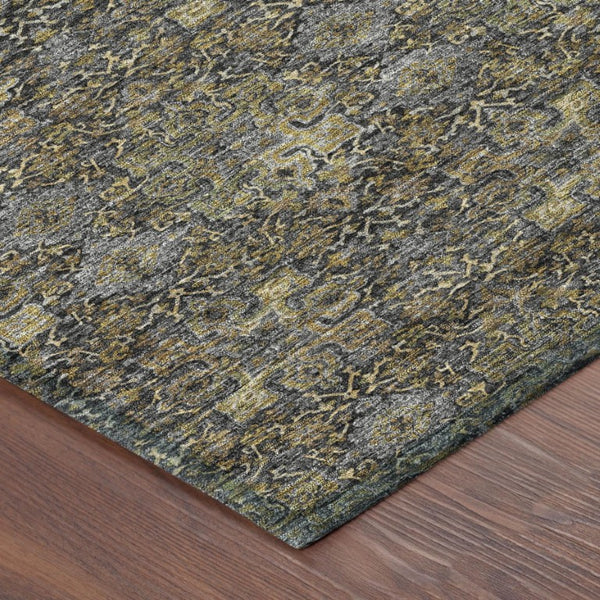 8 Foot Round Damask Polyester Area Rug Washable Stain Resistant Indoor Outdoor Use