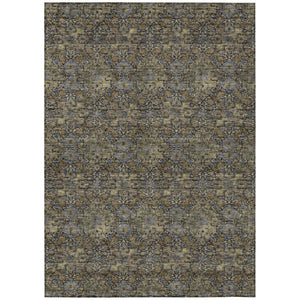 HomeRoots 9 X 12 Damask Polyester Indoor Outdoor Rug Washable Stain Resistant Patio Accent 741259