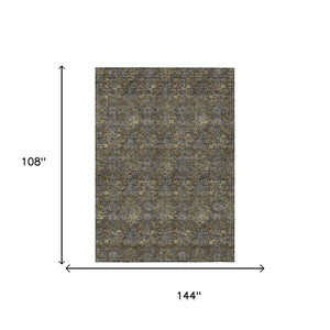 9 X 12 Damask Polyester Indoor Outdoor Rug Washable Stain Resistant Patio Accent