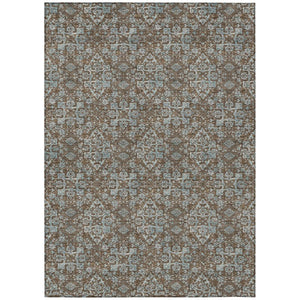 HomeRoots 5 X 8 Damask Polyester Area Rug Washable Stain Resistant Indoor Outdoor Patio 741262