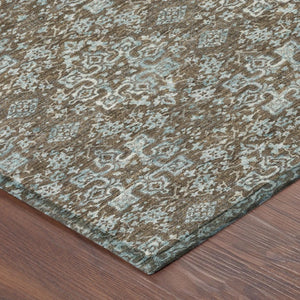 10 X 14 Damask Polyester Indoor Outdoor Rug Stain Resistant for Patio or Living Room