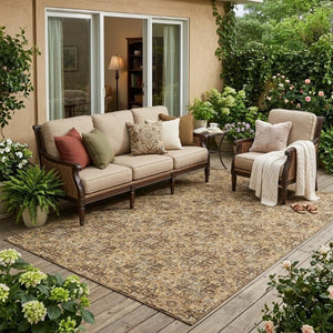 5 X 8 Damask Polyester Area Rug Stain Resistant Washable for Patio or Living Room