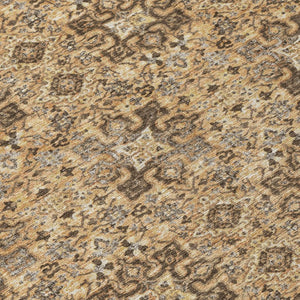 8 X 10 Copper Orange Damask Polyester Area Rug Stain Resistant Indoor Outdoor