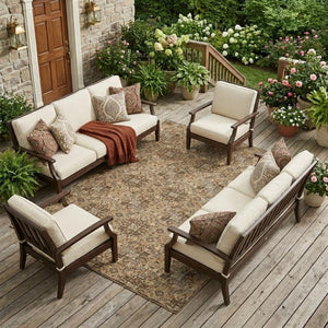 10 X 14 Copper Orange Damask Polyester Area Rug Washable for Indoor Outdoor Use