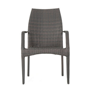 English Elm Outdoor Wicker Patio Chairs Set of Two with Iron Frame for Deck or Garden N769P363845D