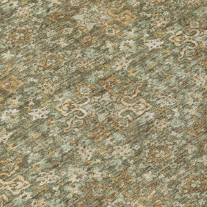 5x8 Olive Damask Polyester Area Rug Stain Resistant for Indoor Outdoor Use