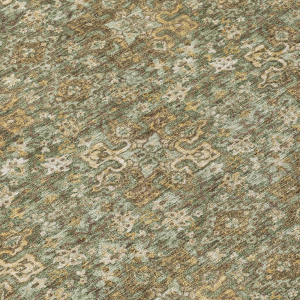 8x10 Olive Damask Polyester Area Rug Stain Resistant Indoor Outdoor Patio