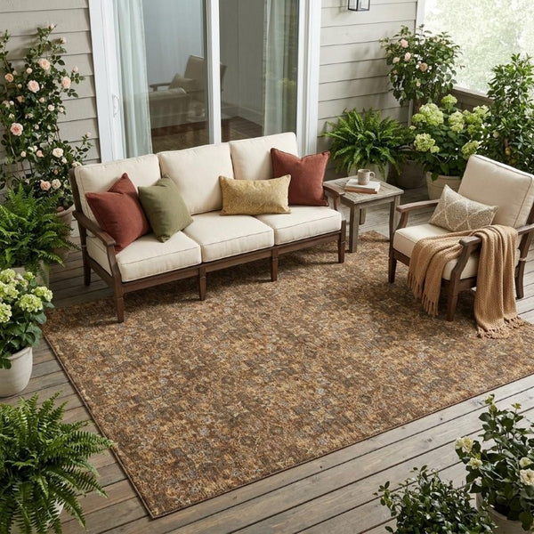 5x8 Damask Polyester Area Rug Washable Stain Resistant for Patio or Living Room